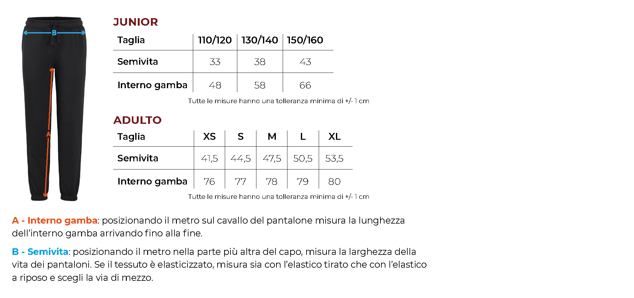 Tabella taglie 2 021069 021017 secondaria comonte