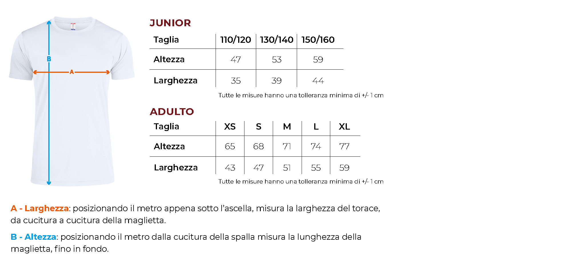 Tabella taglie 2 029037 021038 secondaria comonte