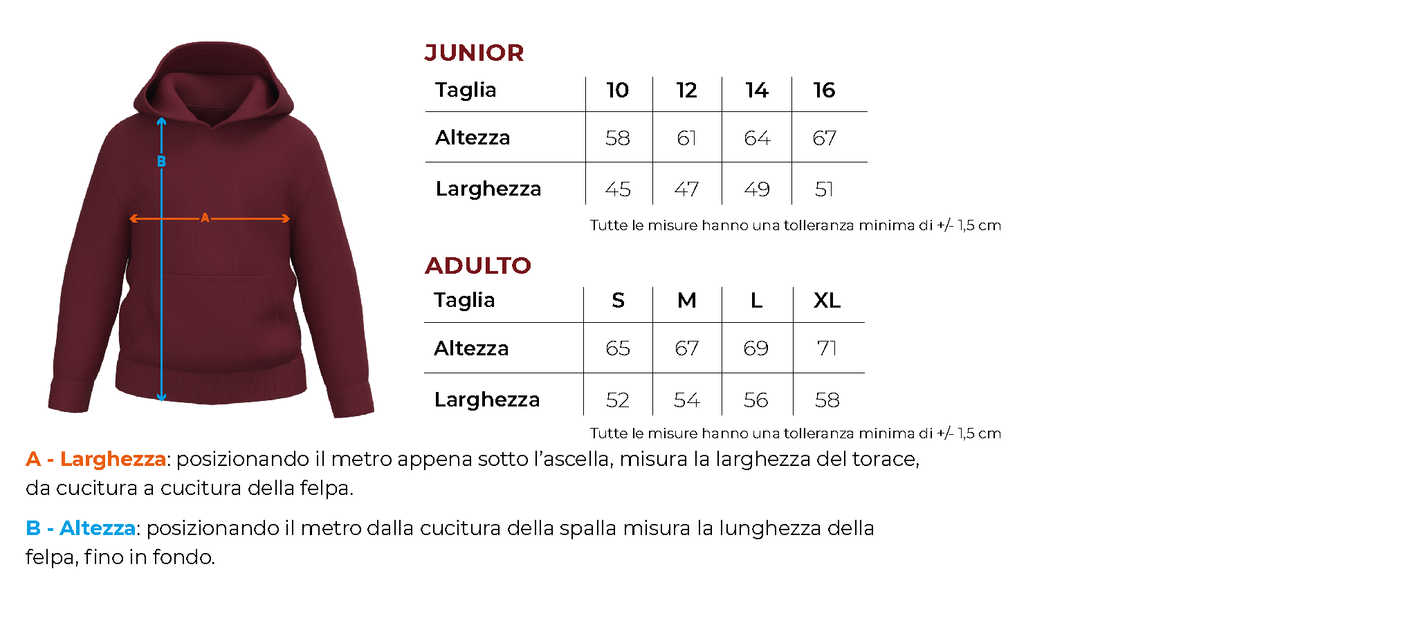 Tabella taglie 4 z432b2 z432j2 secondaria comonte