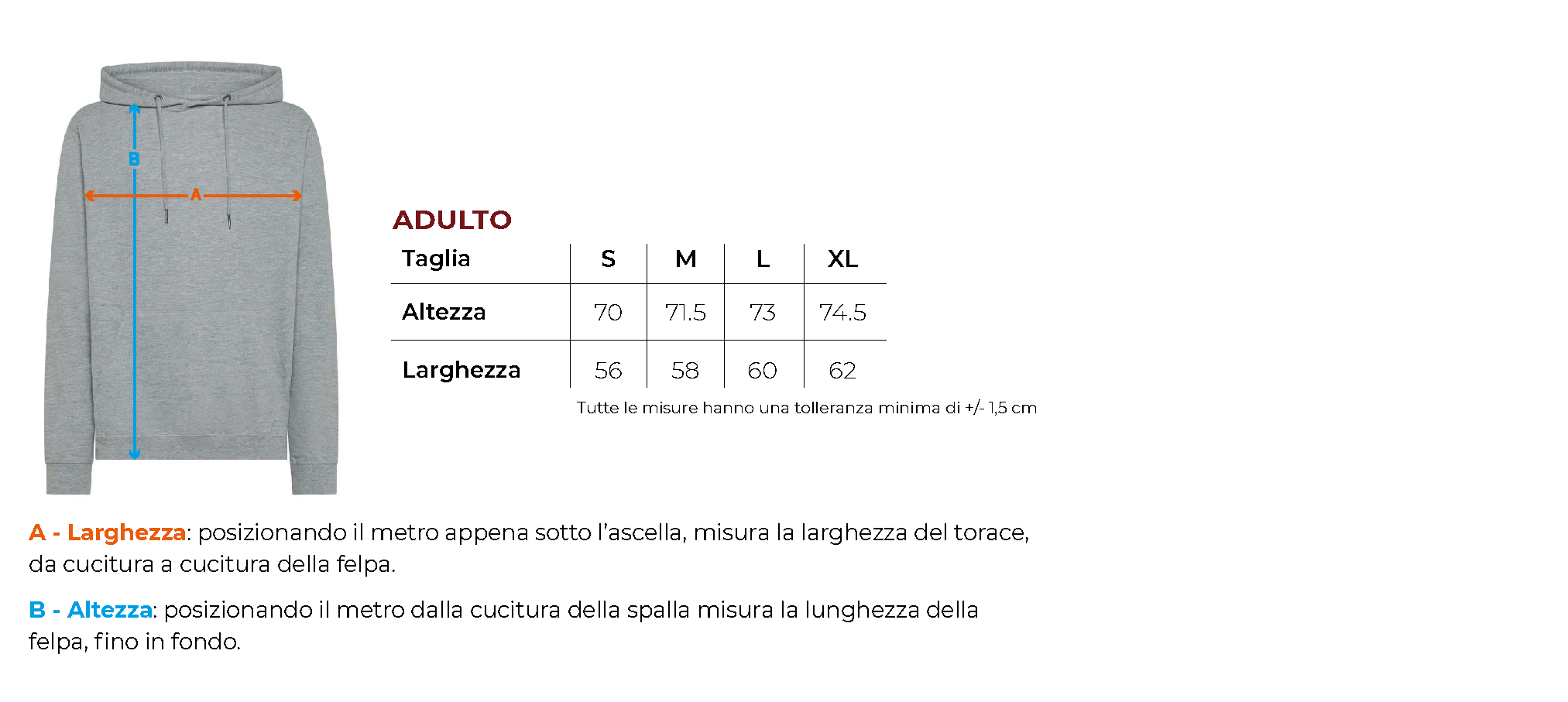 Tabella taglie bs332 secondaria comonte