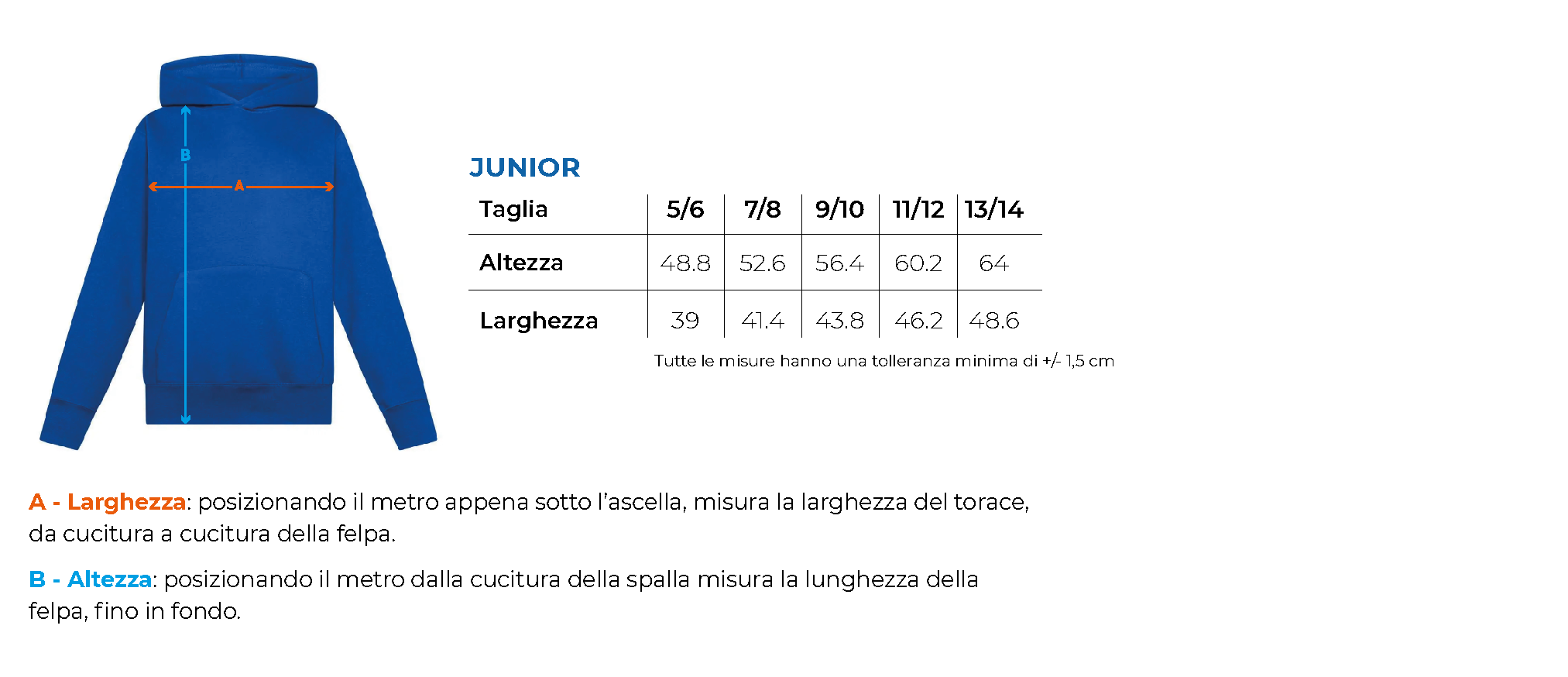 Tabella taglie bsk332 primaria comonte