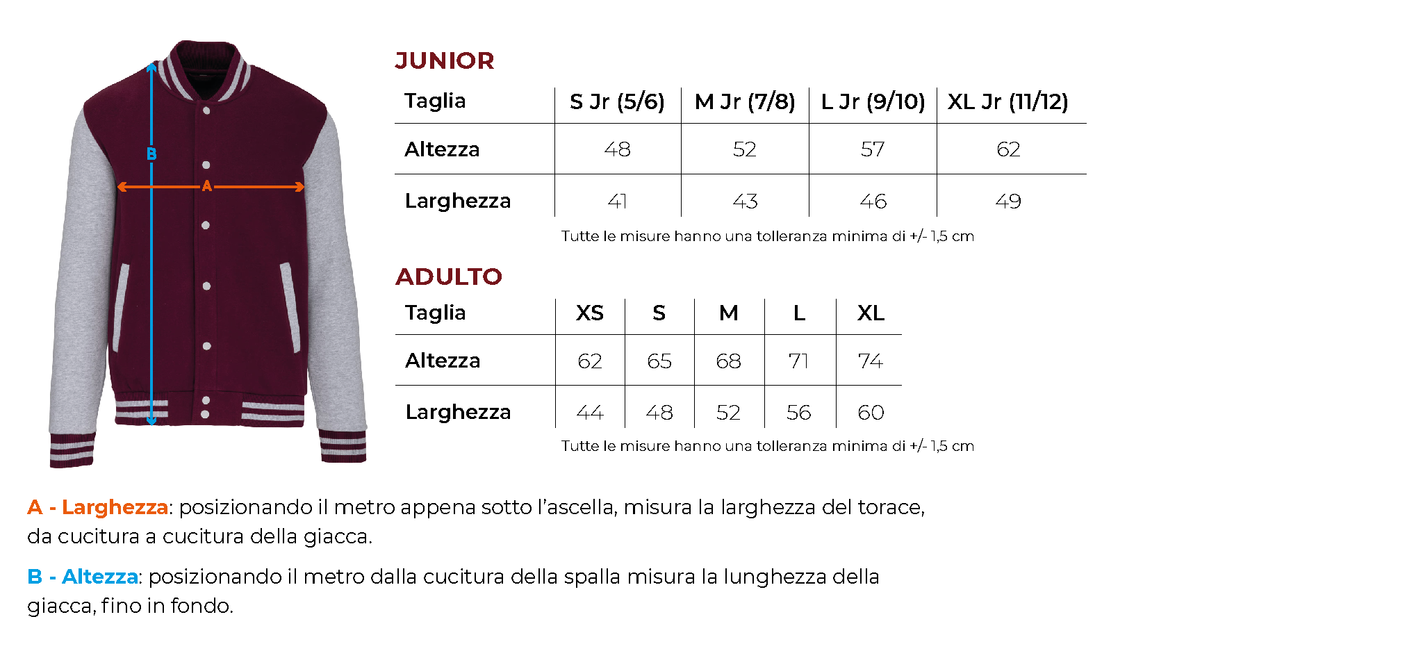 Tabella taglie jh043j jh043 secondaria comonte