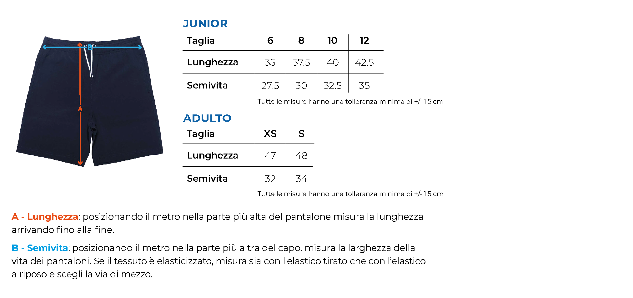 Tabella taglie spk402 primaria comonte