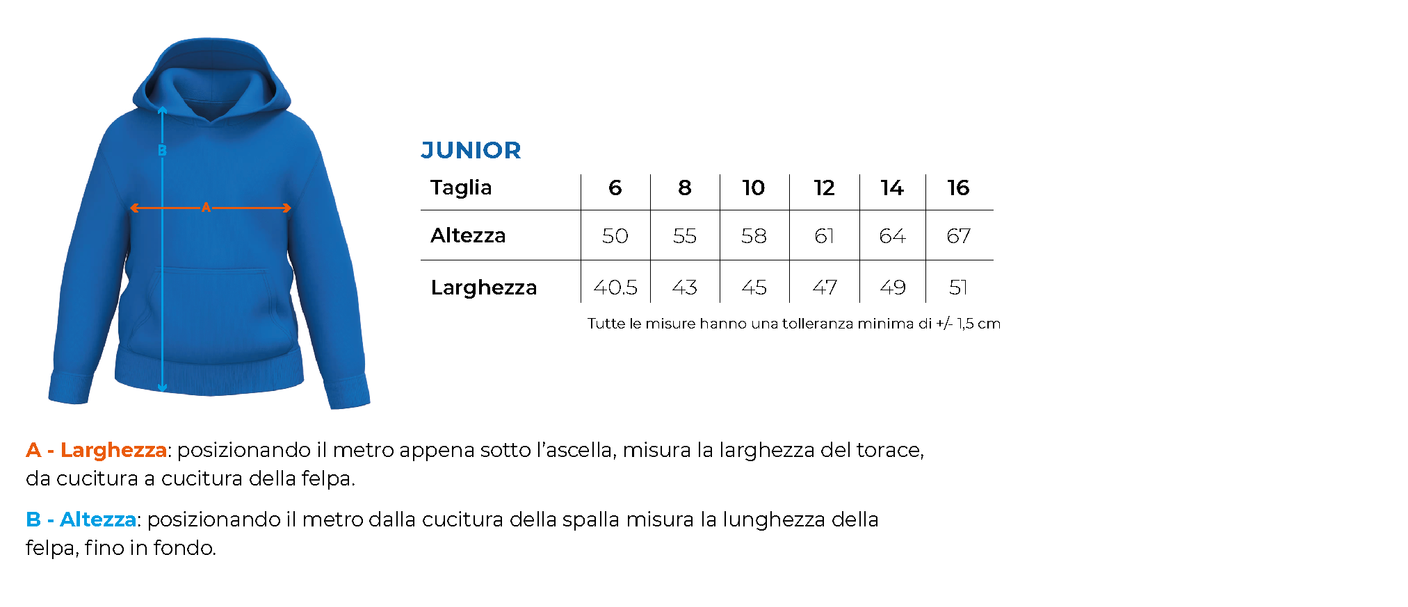 Tabella taglie z432b2 z432j2 primariaaa comonte