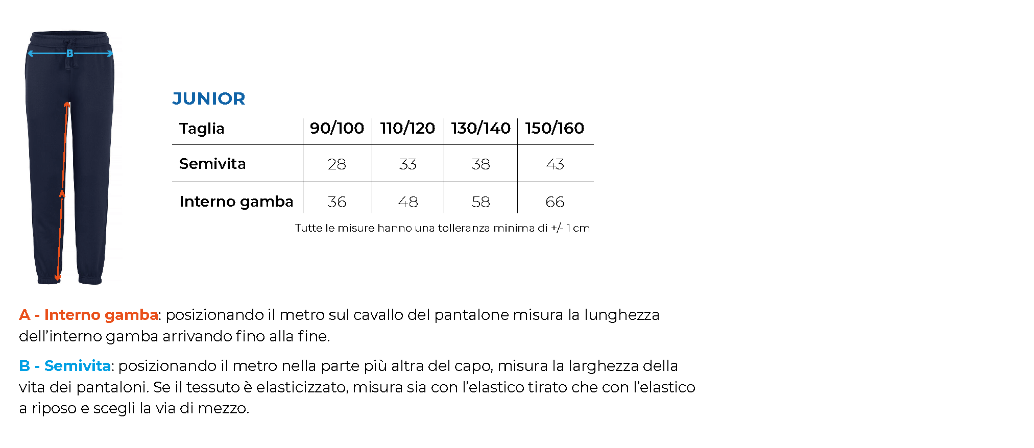 Tabella taglie 021069 021017 primaria 2 comonte