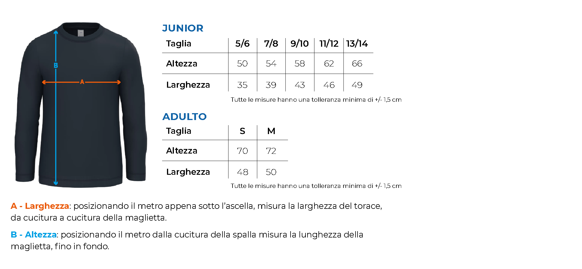 Tabella taglie bsk100 bs100 primaria 2 comonte