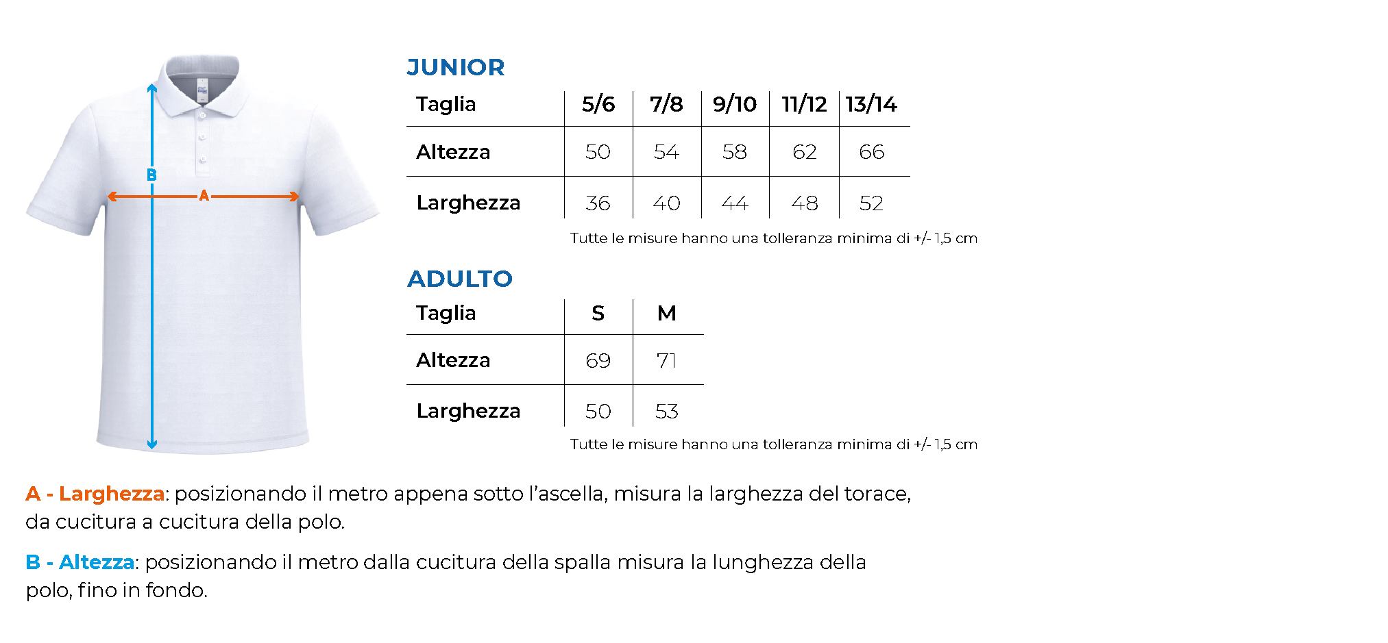 Tabella taglie bsk201 bs201 primaria comonte