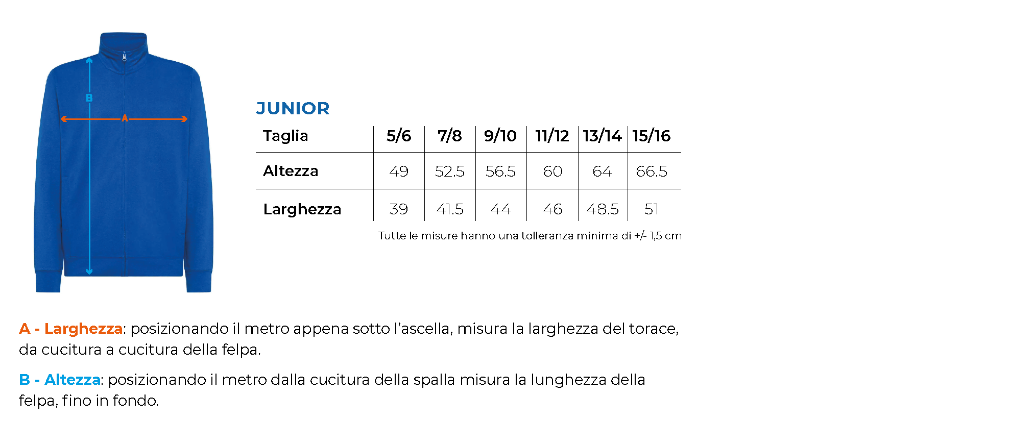 Tabella taglie bsk300 bs300 primaria 2 comonte